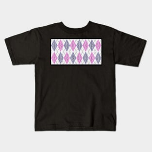 Pink Purple Argyle Knit Pattern Kids T-Shirt